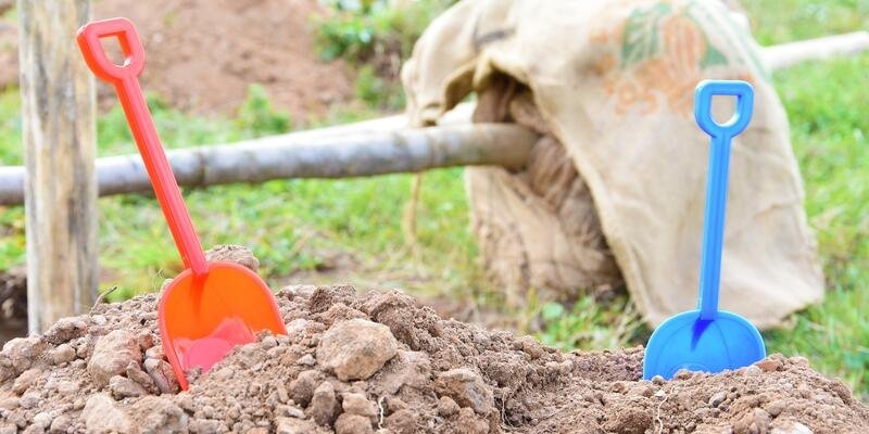 Zwei Schaufeln und ein Baum