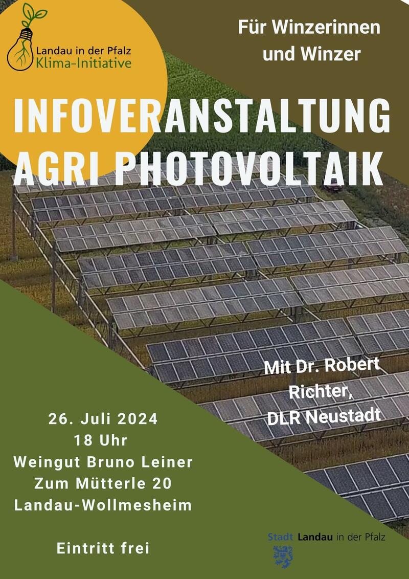 Infoveranstaltung zum Thema Agri-PV am 26.07.2024 im Weingut Bruno Leiner in Wollmesheim